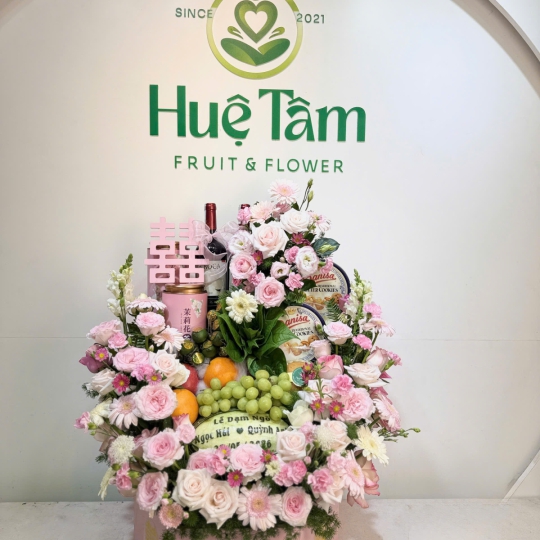 Mâm Lễ Dạm Ngõ Hồng Phúc – Mâm Quả Cưới Hỏi Hoa Tươi Trang Nhã  