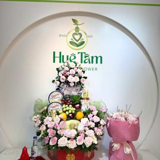 Mâm Lễ Dạm Ngõ Phúc Hỷ Viên Mãn – Hoa Tươi Kết Hợp Quà Lễ Sang Trọng  