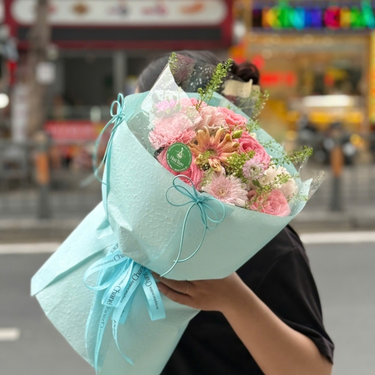 Bó Hoa Hồng Hồng Pastel Dịu Dàng 