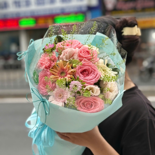 Bó Hoa Hồng Hồng Pastel Dịu Dàng  