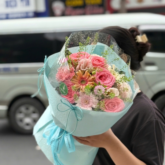 Bó Hoa Hồng Hồng Pastel Dịu Dàng  
