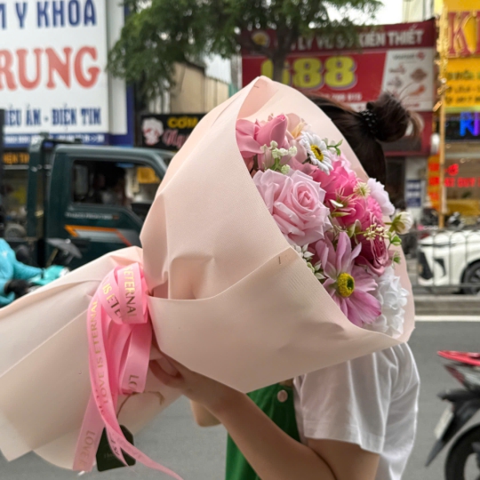 Bó Hoa Sáp Hồng Pastel Dịu Dàng – Pink Charm 