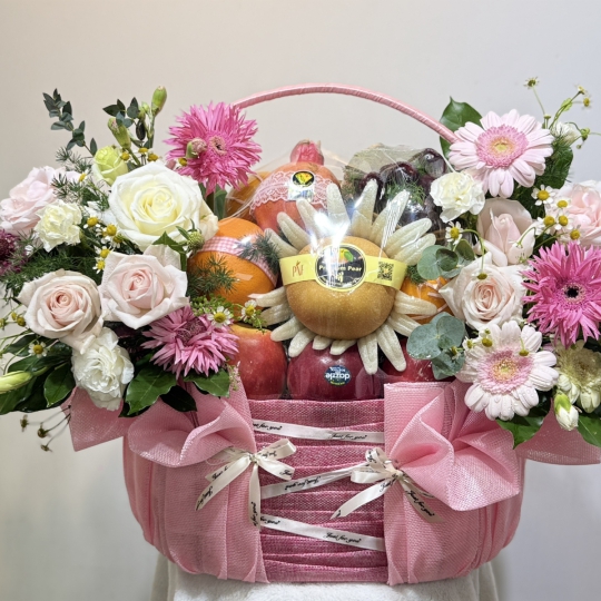 💗 Giỏ Trái Cây Hoa Tươi Hồng Ngọc An Nhiên 