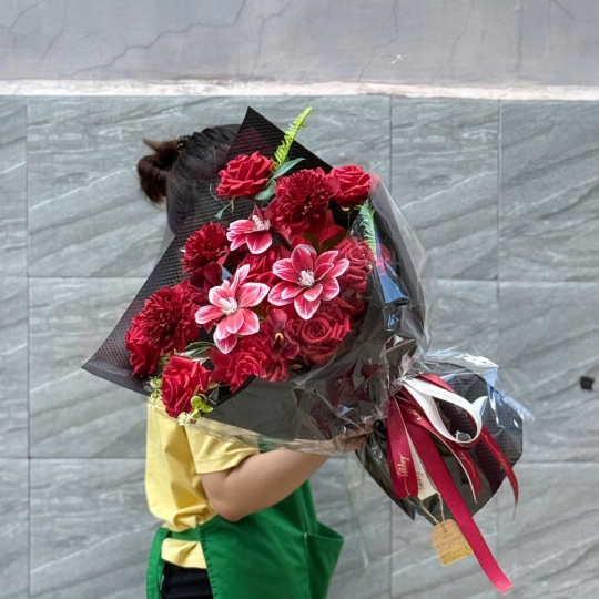 Hoa Sáp Hồng Vân Hồng – Bó Hoa Sáp Đỏ Rượu Sang Trọng  