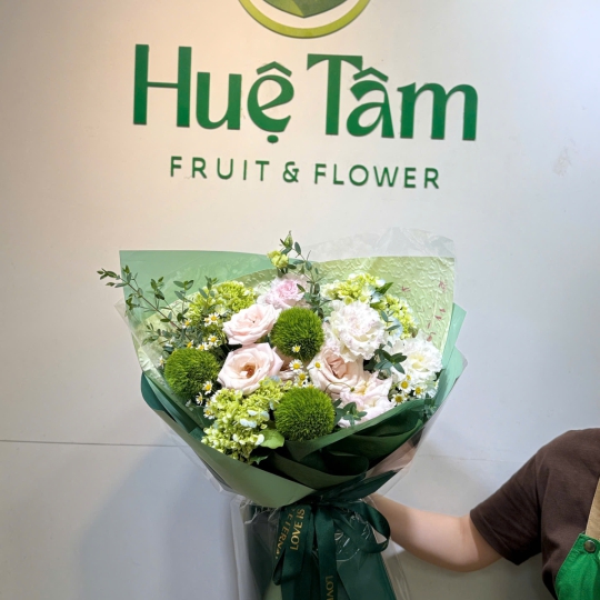 Bó Hoa Pastel Xanh Dịu Dàng – Vườn Xuân An Nhiên  