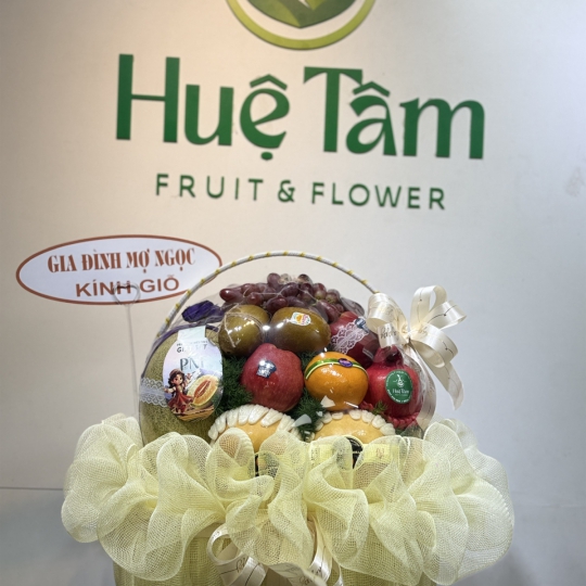 🤍 Giỏ Trái Cây Phúc Lộc An Khang – Sắc Kem Tinh Tế  