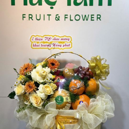 Giỏ trái cây hoa tươi khai trương Kim Sắc Hồng Phát 
