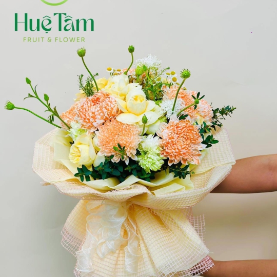 Hoa Bó Tròn tone cam trẻ trung 