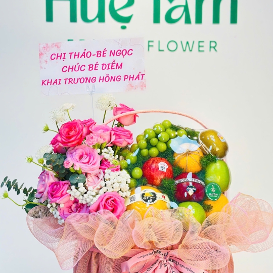 GIỎ TRÁI CÂY TRANG TRÍ HOA 1 BÊN HIỆN ĐẠI  