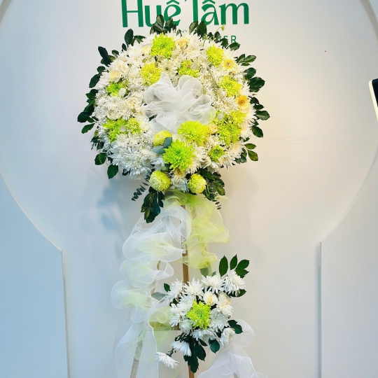 Kệ Hoa Viếng Hiện Đại Tone Xanh Trắng 
