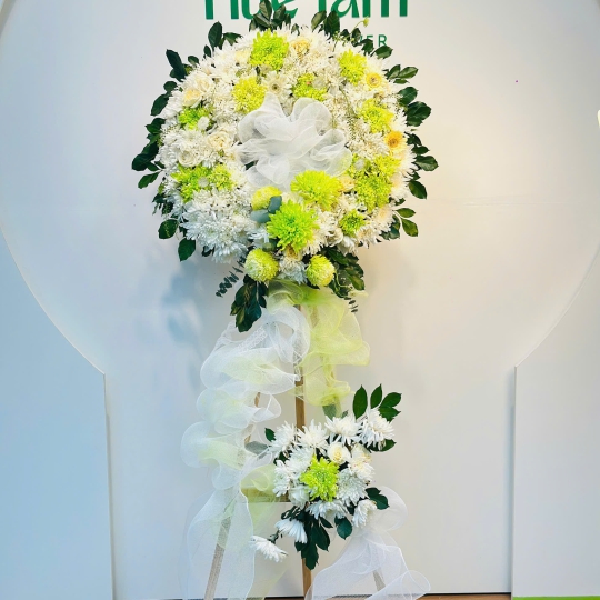 Kệ Hoa Viếng Hiện Đại Tone Xanh Trắng  