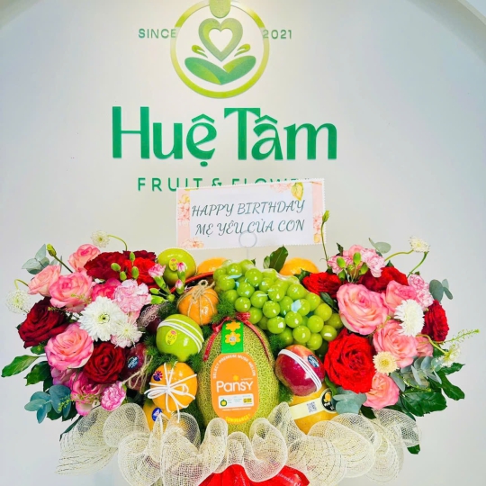 GIỎ TRÁI CÂY KHAI TRƯƠNG TONE TRẮNG  