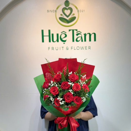 🎄 Bó Hoa Noel Hồng Đỏ Thánh Ân 