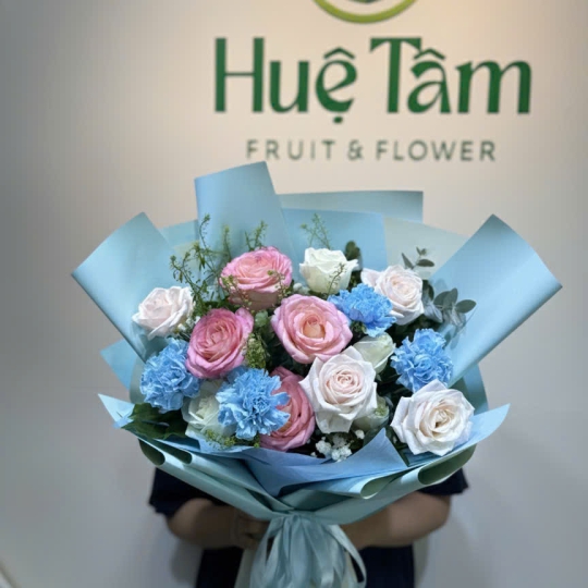 🌸 Bó Hoa Hồng Phấn Lam Bình Yên 