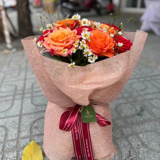 🌹 Bó Hoa Hồng Cam – Ánh Nắng Yêu Thương 🌹 