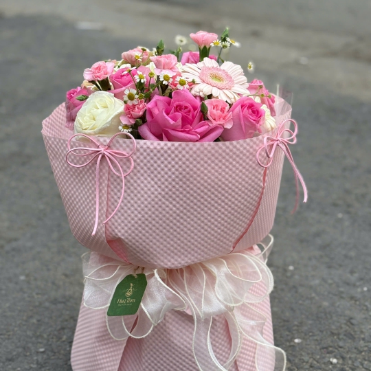 🎀 Bó Hoa Hồng Pastel – Nắng Hồng Tình Yêu 