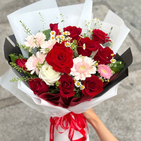 🎀 Bó Hoa Hồng Mix Gerbera 