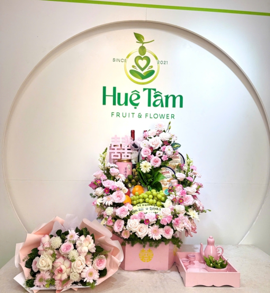 Mâm Quả Hoa Tươi Hỷ Phúc Ngọc Duyên