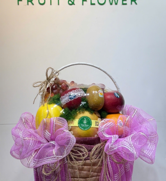 💜🍎 Giỏ Trái Cây Tươi – Tím Ngọc Phú Quý