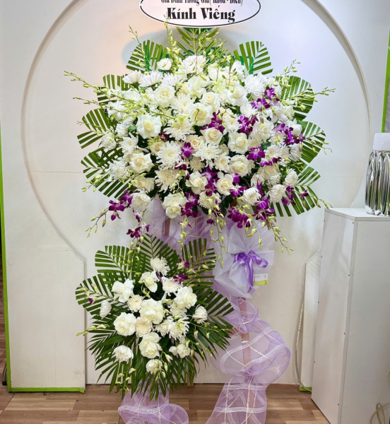 Kệ Hoa Viếng Bạch Lan Tím Thương – Thành Kính Vĩnh Hằng