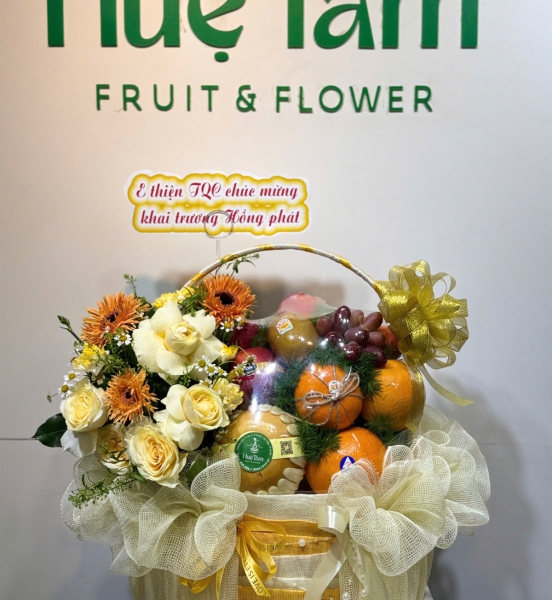 Giỏ trái cây hoa tươi khai trương Kim Sắc Hồng Phát
