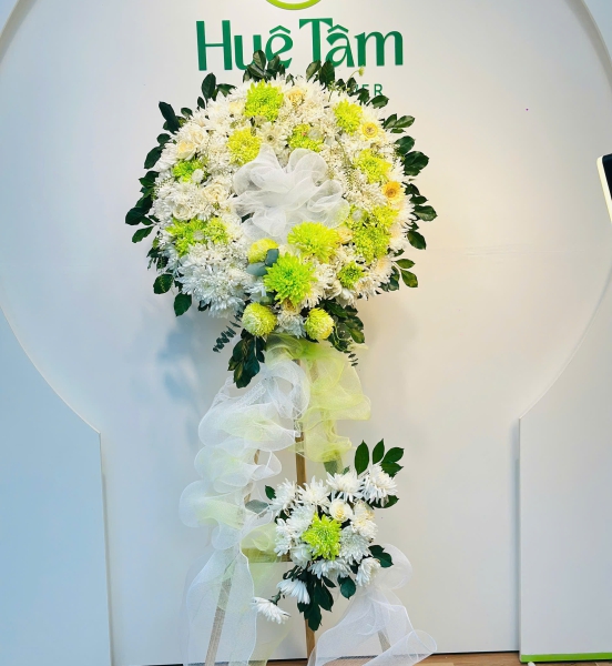 Kệ Hoa Viếng Hiện Đại Tone Xanh Trắng