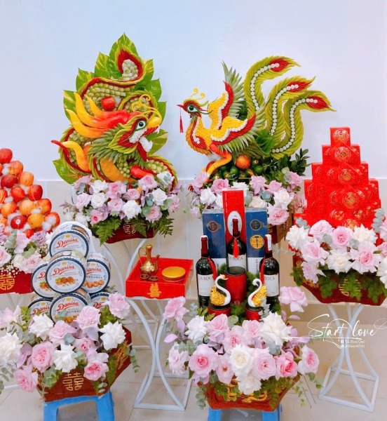 Bộ 6 Mâm Quả Cưới Hỏi - Long Phụng Sum Vầy, Trọn Vẹn Nghĩa Tình