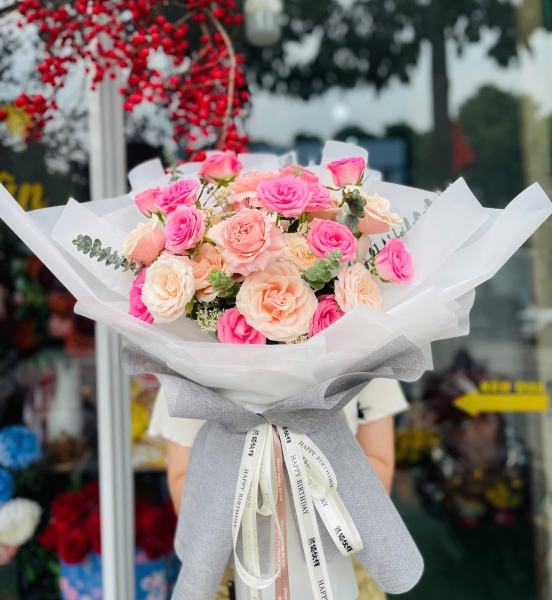 Bó Hoa Hồng Phấn Ngọt Ngào