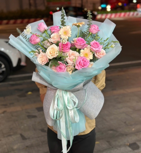 Bó Hoa Mộng Mơ Hồng Phấn