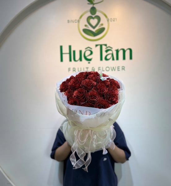 🌹 Bó Hoa Sáp Hồng Rượu – Trái Tim Son Sắt