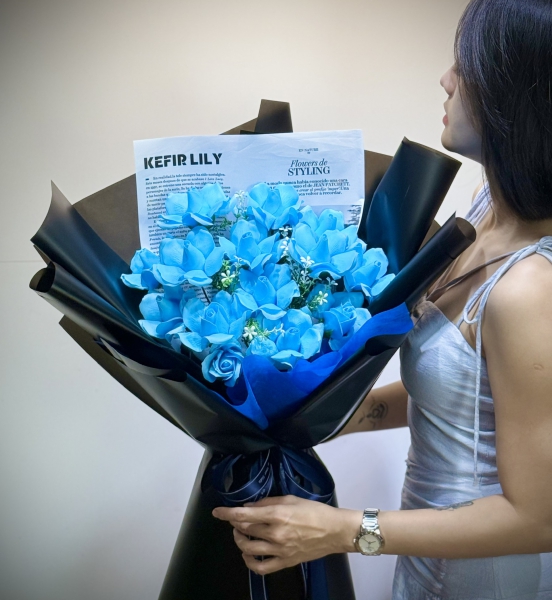 💙 Bó Hoa Sáp Lam Ngọc An Nhiên LỤC NGỌC