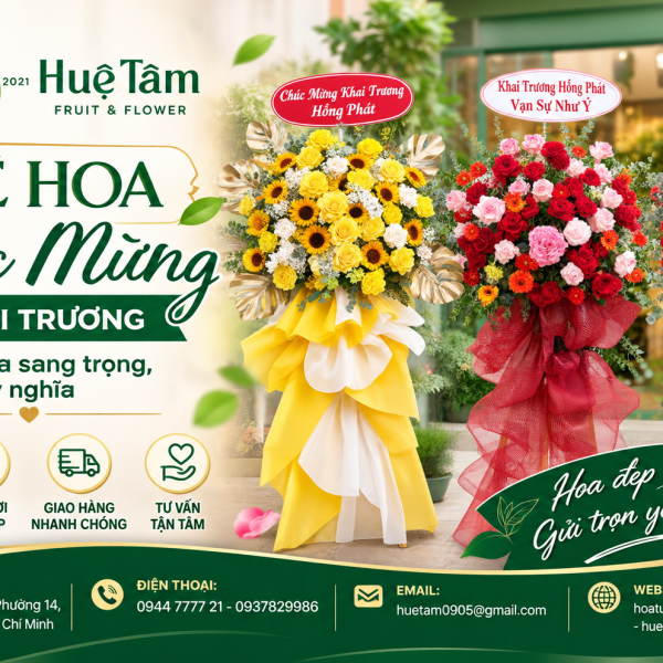 Kệ Hoa Chúc Mừng Khai Trương Gò Vấp – Mẫu Hoa Sang Trọng, Ý Nghĩa