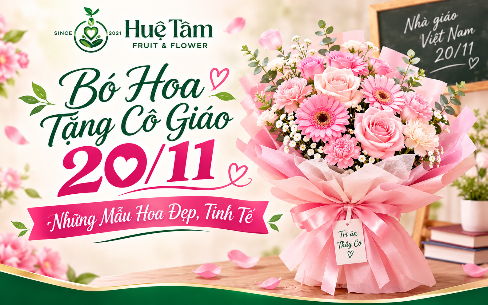 Bó hoa hồng đẹp tri ân ngày Nhà giáo Việt Nam