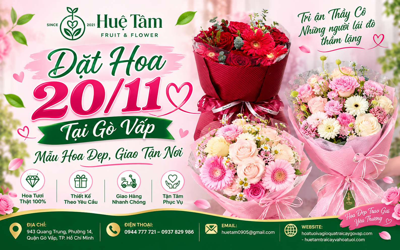 Giỏ hoa thiết kế trang nhã dành tặng giáo viên