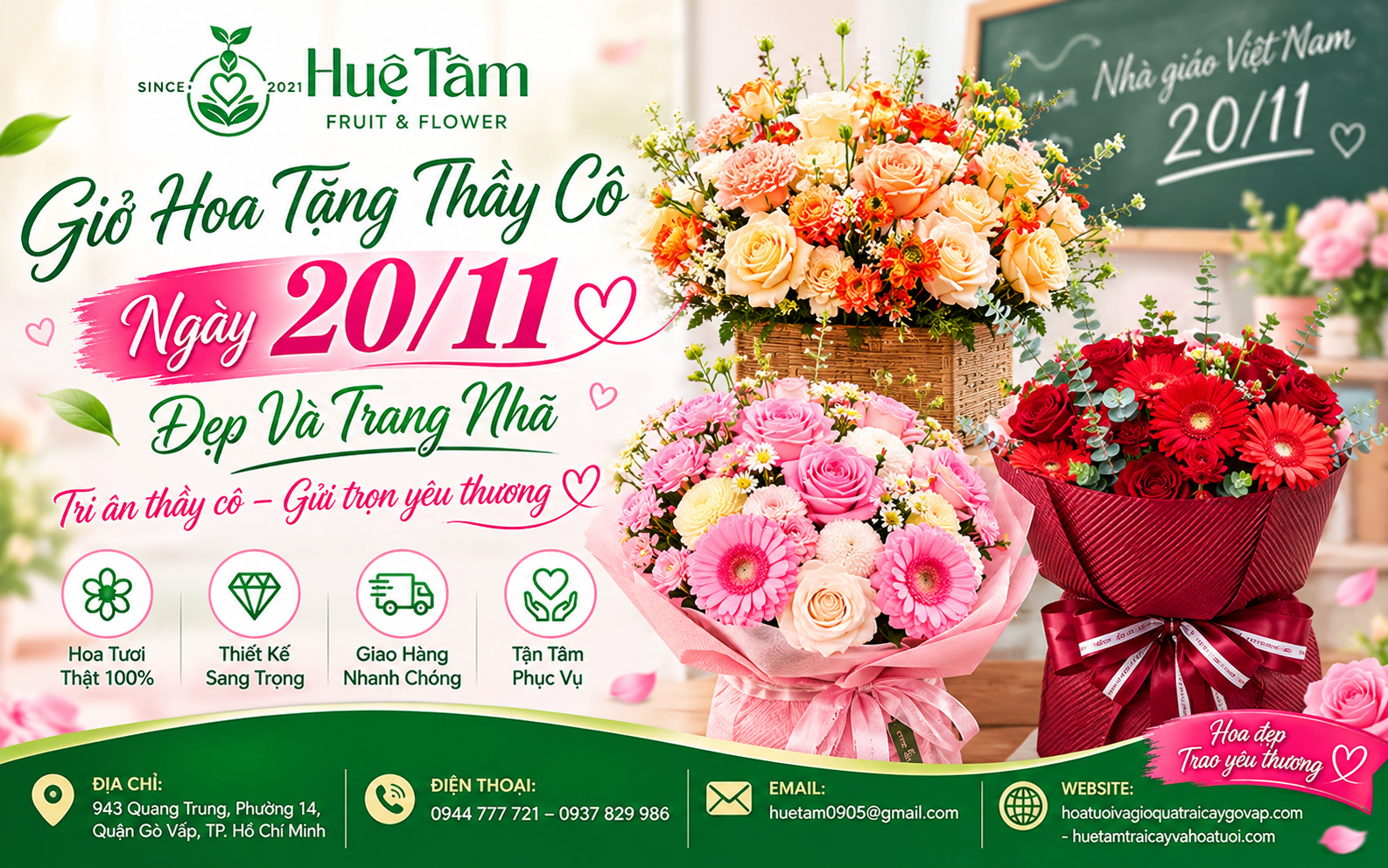 Giỏ hoa hướng dương tri ân ngày Nhà giáo Việt Nam