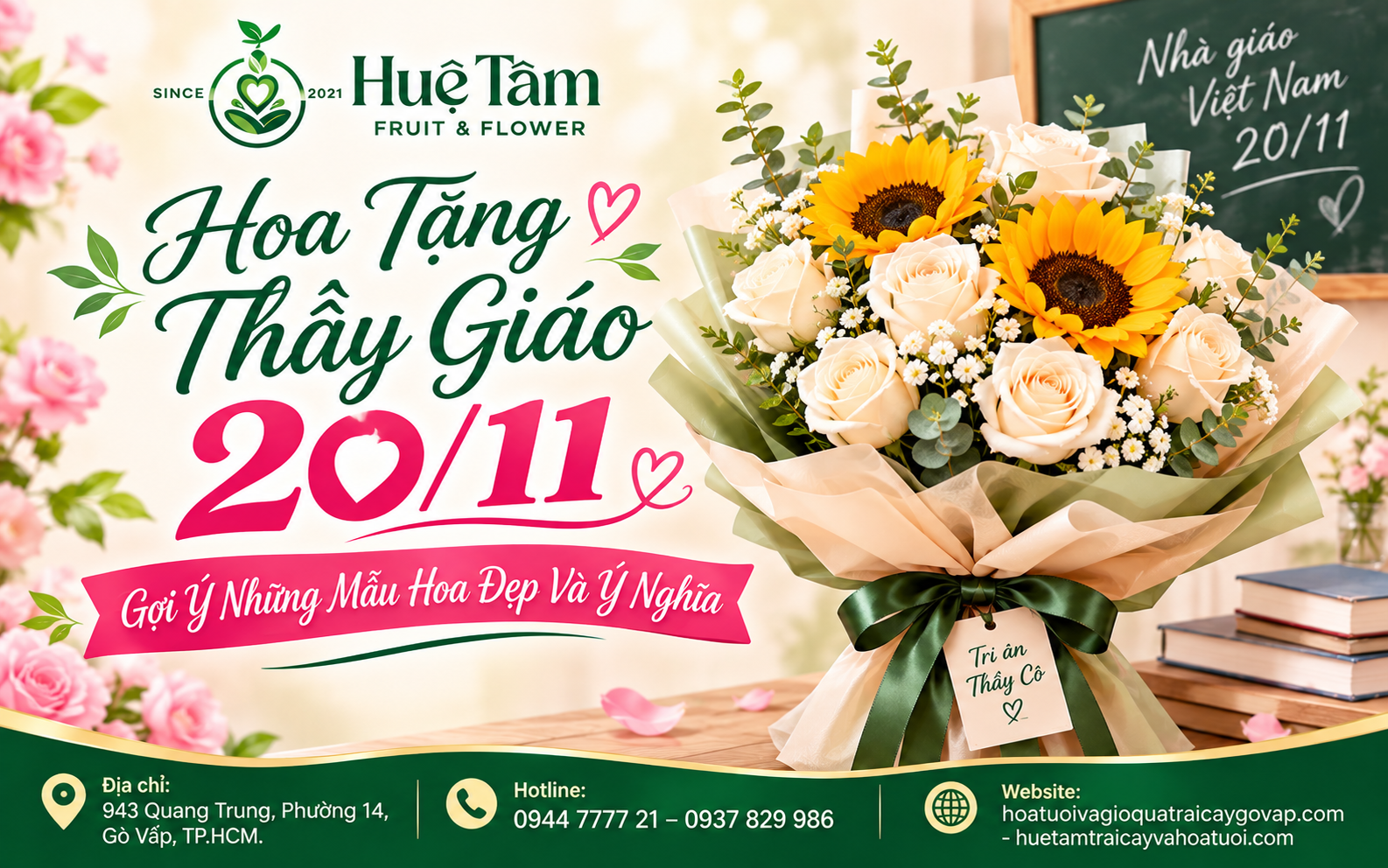 Giỏ hoa đẹp chúc mừng ngày Nhà giáo Việt Nam