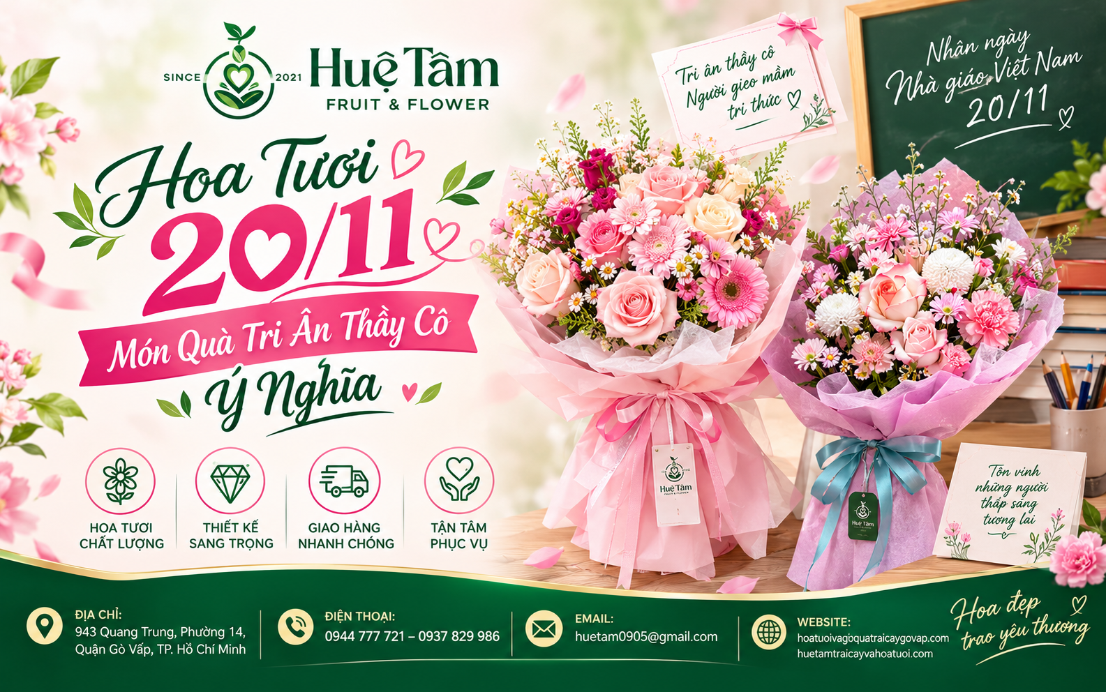Hoa tươi 20/11 dành tặng thầy cô