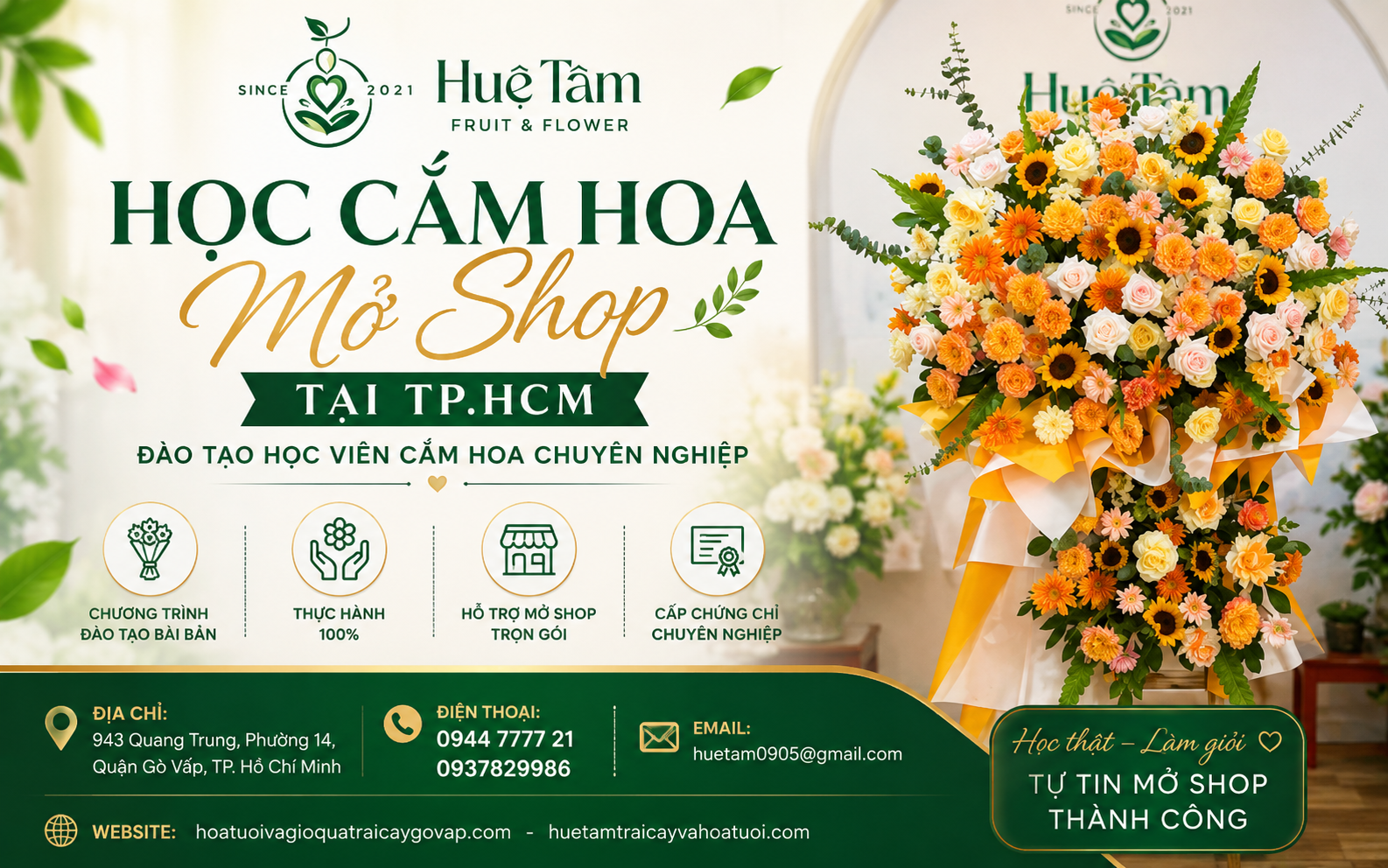 Thành phẩm sau khóa học cắm hoa chuyên nghiệp