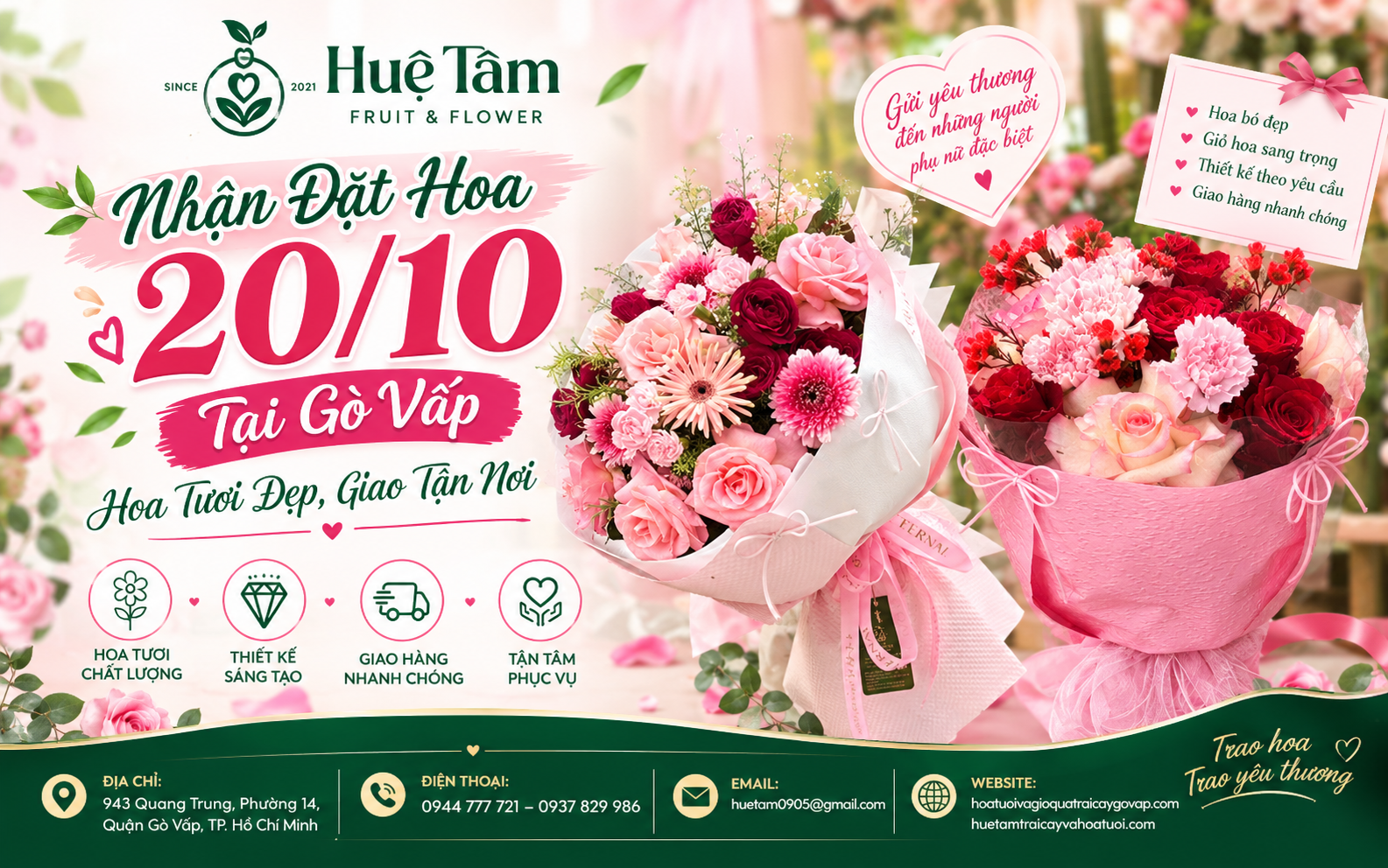 Đặt hoa 20/10 giao tận nơi tại Gò Vấp, TP.HCM